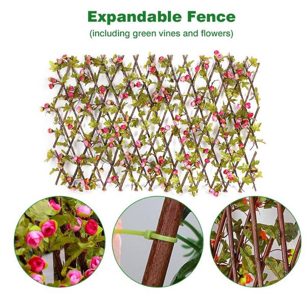 

fencing, trellis & gates artificial wooden multicolor fence garden decoration with flower leaf guardrail privacy net grille enjoy