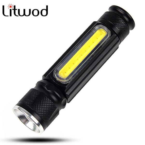 

flashlights torches litwod built-in battery usb rechargeable led torch 4000lm xm-l t6 cob zoomable 3 modes aluminum lanterna camping