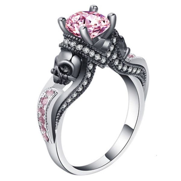 

sui bao's skull ring women's personality creative punk black gold jewelry, Silver