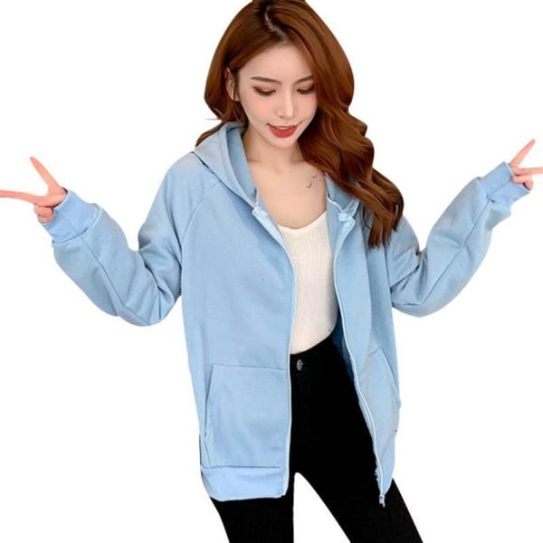 

spring women hoodie coats street wear casual korean zipper pocket female hooded sweatshirt jackets clothes oversized hoodie hat, Black