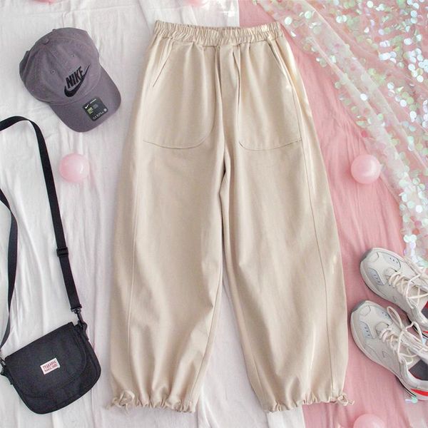 

women's pants & capris women cargo jogger autumn girls straight loose student harajuku bf style spring nine casual, Black;white