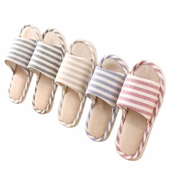 

women indoor slippers floor flat shoes spring autumn linen flip flops home slippers female comfortable zapatillas de hombre new y0804, Black