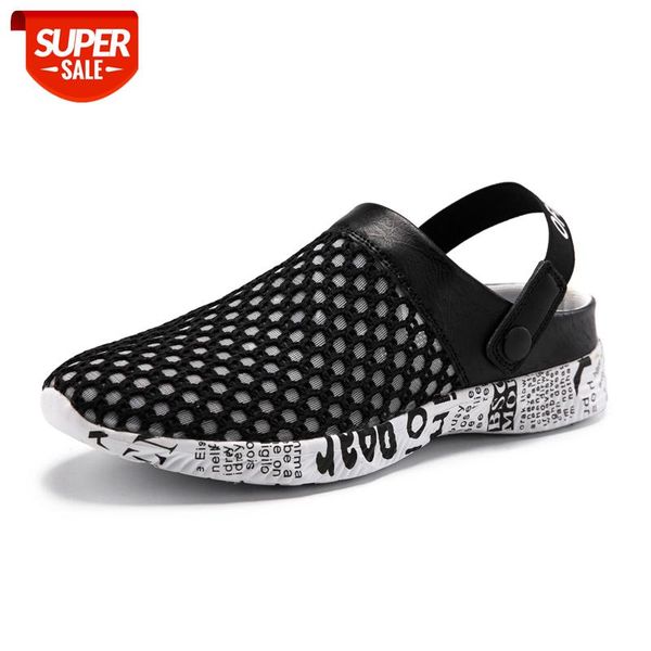 

men sandals summer garden clogs breathable mesh lightweight mens leisure slippers outdoor beach sandals big size 35-46 #ov5r, Black