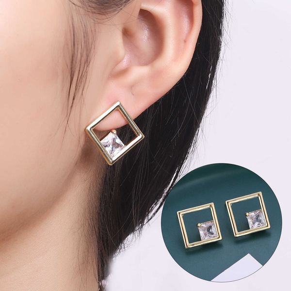 

geometric square earrings for women with simple and exquisite earrings, Golden