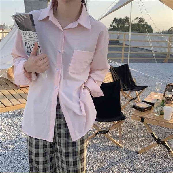 

women's blouses & shirts minimalist gentle streetwear pockets korean women elegance brief chic casual solid sweet vintage new dpz2, White