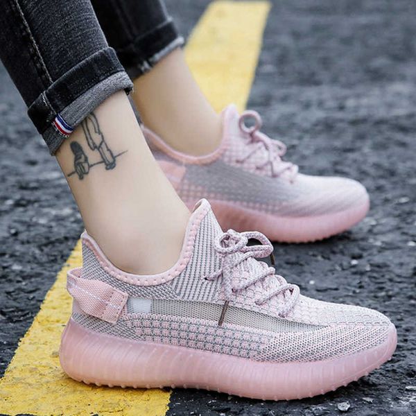 

flying woven women's shoes jelly bottom color light leisure sports fashion autumn student's poptraining sneakers
