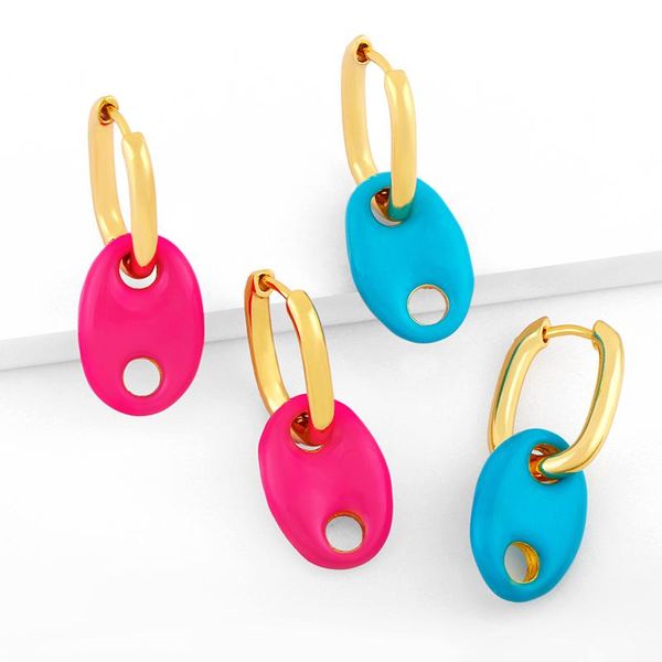 

hoop & huggie flola gold copper coffee grain bean earrings small colorful neon enamel cute women jewelry ersx26, Golden;silver