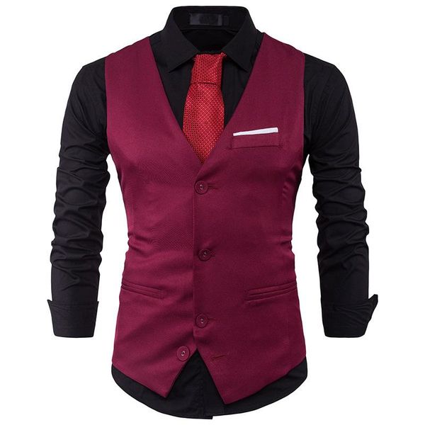 

vests men gentlemen's suit waistcoat with single-row three-button matching color on the new fashion chest, Black;white
