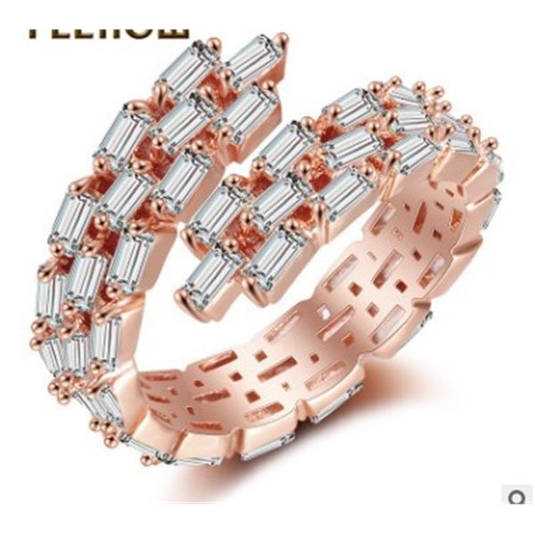 

low price 925 silver diamond crystal leaf lady's ring open size (21.78