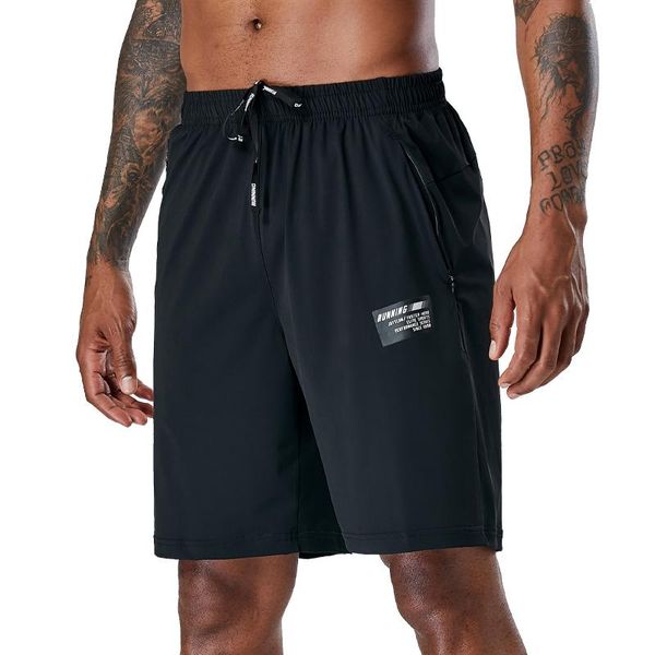 

running shorts men sports jogger fitness zipper pockets quick dry gym bodybuilding sport gyms short 2021, Black;blue