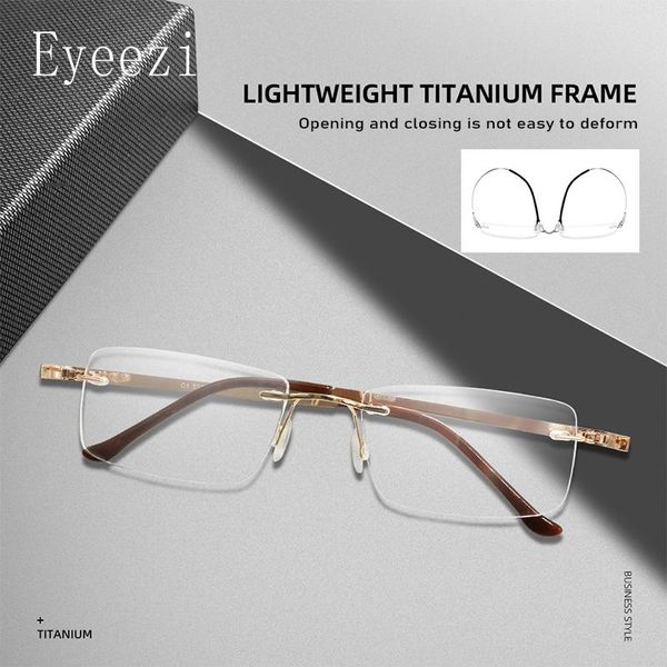 

sunglasses eyeezi men square spectacle fashion titanium ultralight computer eyeglasses blue light blocking plain glasses rimless, White;black