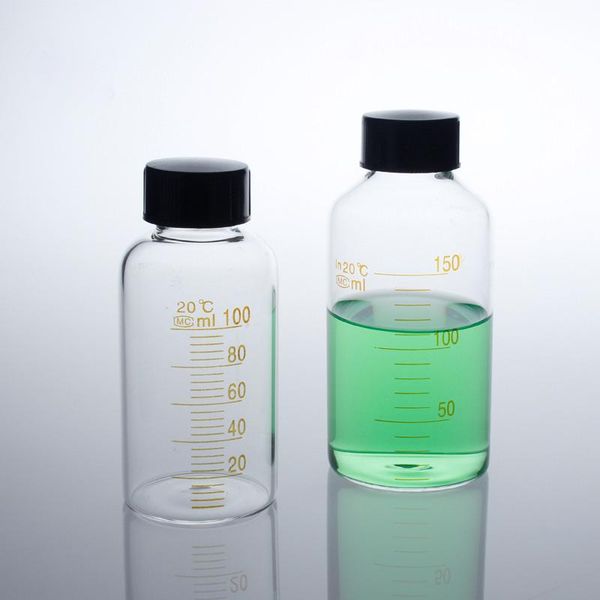

lab supplies 5ml to 1000ml graduated round borosilicate glass reagent bottle transparent/brown serum graduation sample vials