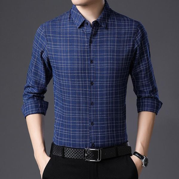 

men's casual shirts plaid for men autumn youth single-breasted long sleeve shirt business formal regular fit camisa social masculina, White;black