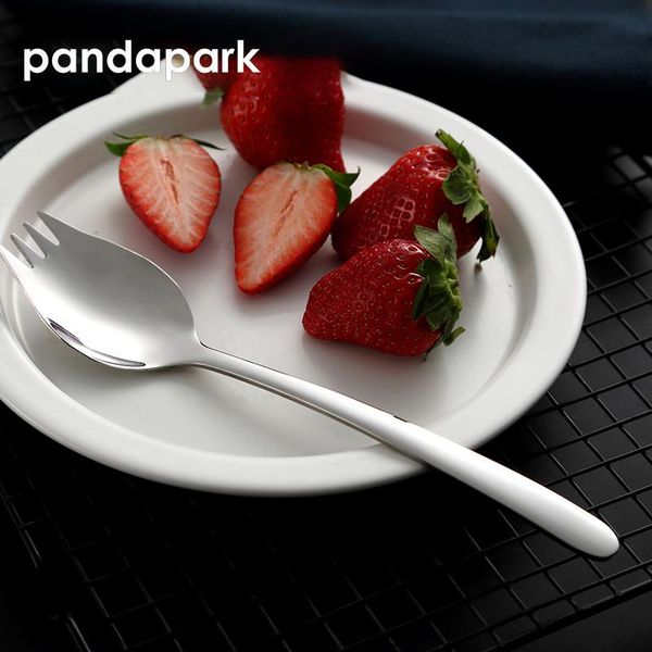 

forks pandapark 2pcs/set fruit multifunctional kitchen salad fork stainless steel bento box accessories picks spoon pps010