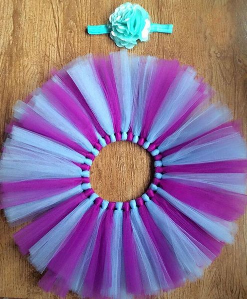 

colorful girls tutu skirts baby fluffy tulle pettiskirt summer tutu with flower headband set newborn birthday party skirt cloth