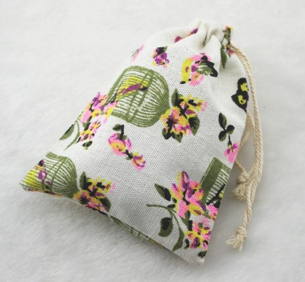 

gift wrap 10x14cm bird vintage cotton burlap jute favour candy bags wedding party pouches