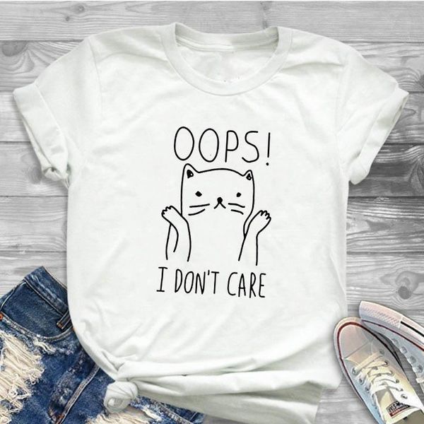 

women shir oops cat animal print clothing summer ladies female t womens clothes t-shirt graphic printed tshirt, White