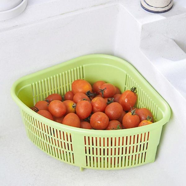

storage baskets 1pc triangle kitchen sink fruit washing waste draining basket plastic rack multi purpose bowl sponge drain