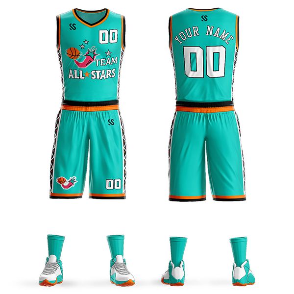 

pop basketball jersey and shorts full sublimation team name/number breathable training tracksuit athletic outfits for men/youth, Black