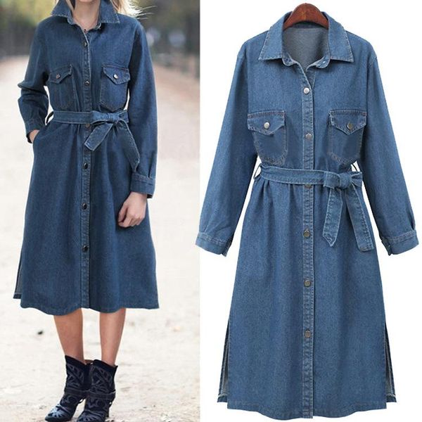 

women's trench coats autumn and winter, europe, america, big yards, wear, long sleeved cowboy windbreaker jacket., Tan;black