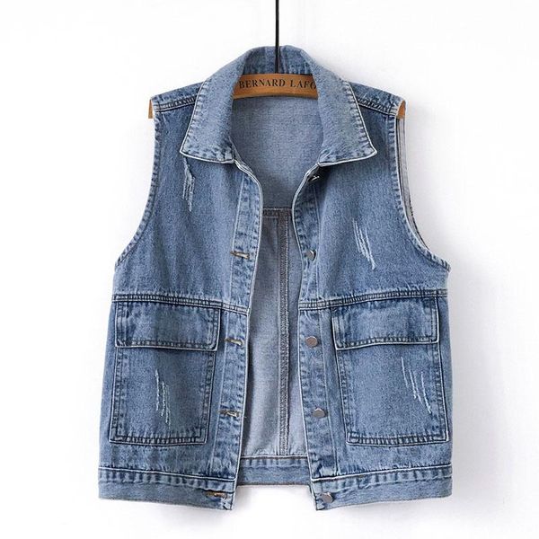 

women's vests denim vest female spring autumn sleeveless coat korean large size casual ladies waistcoat jeans jacket top, Black;white