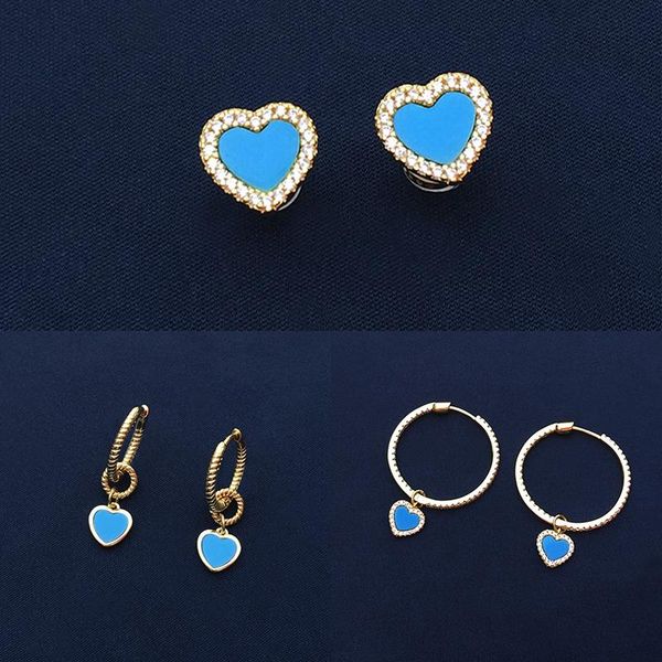 

stud s925 sterling silver zircon june product blue color love earrings simple fashion monaco jewelry gift cute, Golden;silver