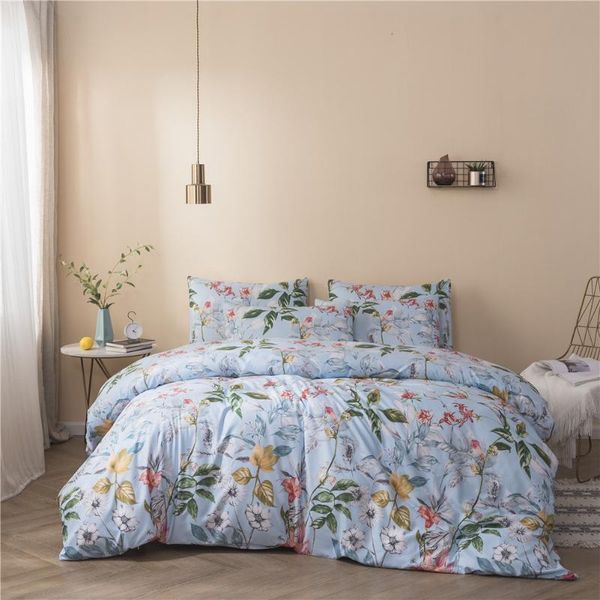 

bedding sets simple quilt cover pillowcase 3pcs sanding printing kit twill plant flower quilted king  size set