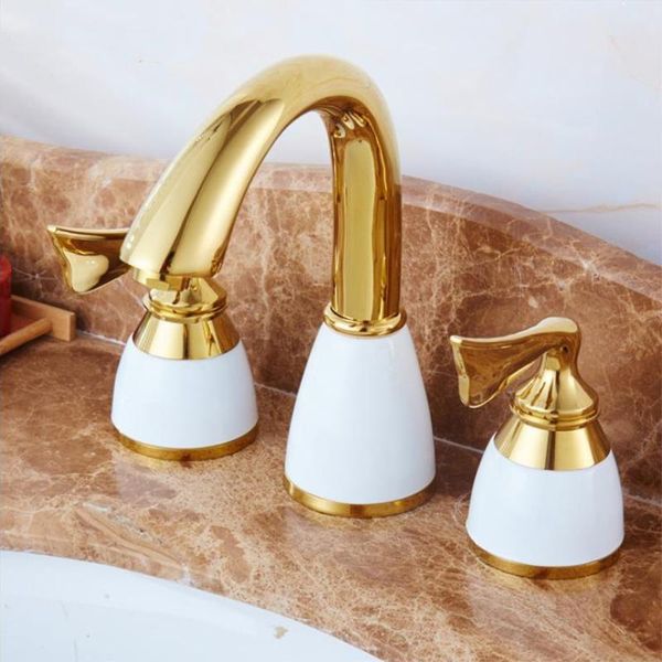 

bathroom sink faucets 1pc basin faucet copper european antique three-hole wash and cold water tap