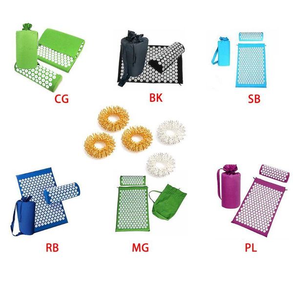 

yoga mats acupressure cushion mat pillow trigger point massager set with finger rings
