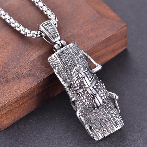 

pendant necklaces creative stainless steel jewelry titanium personalized casting summer cicada necklace, Silver