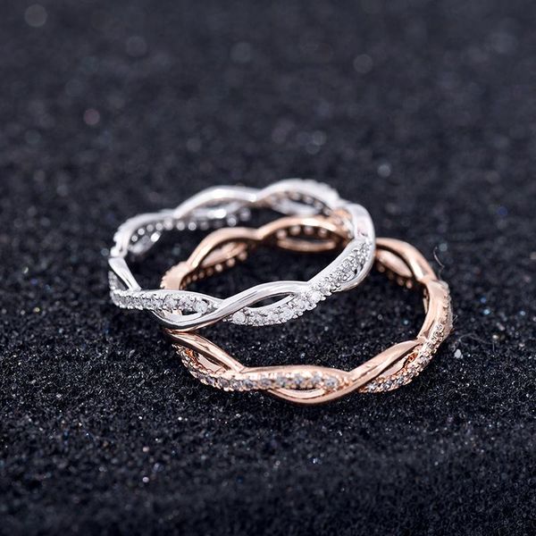 

wedding rings fashion ring women's winding knot cubic zirconia engagement finger jewelry girl gift, Slivery;golden