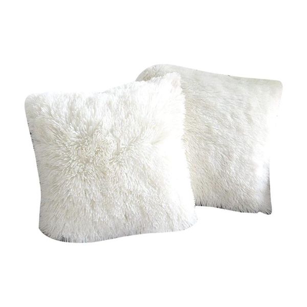 

pillow case home decorative luxury series soft style artificial fur throw cushion cover for sofa/bed cream set of 2