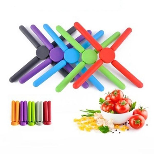 

mats & pads 100pcs silicone cross shape pot placemat foldable heat insulation mat kitchen dinning bowl pad accessories
