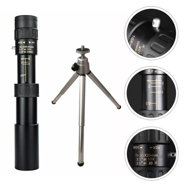 

telescope & binoculars zoom monocular 10-300x40 camping with tripod