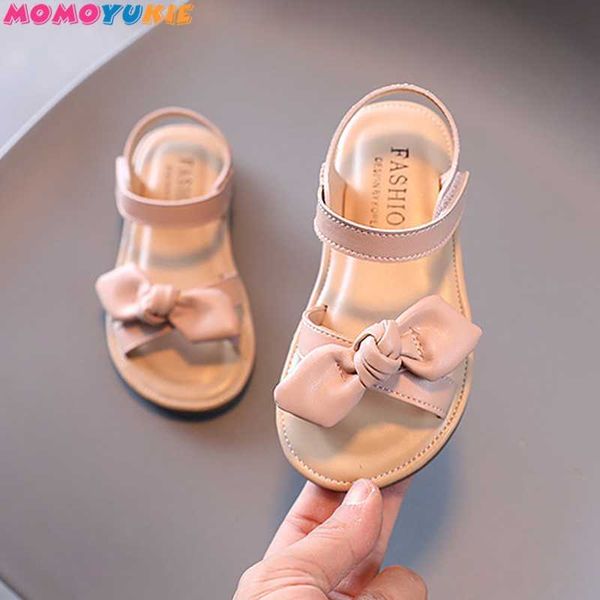 

casual butterfly-knot non-slip soft kid toddler baby shoes summer korean little children's girls princess open toe beach sandals 210713, Black;red