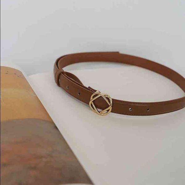

2021 niche soft leather layer cowhide women's fashion jeans belt versatile light luxury, Black;brown