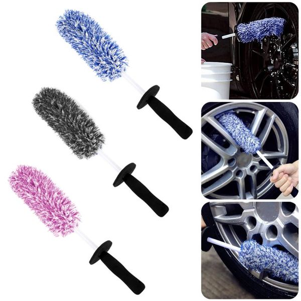 

car sponge 42cm portable wheel brush spoke rim microfiber cleaner non scratch detailing cleaning care tool