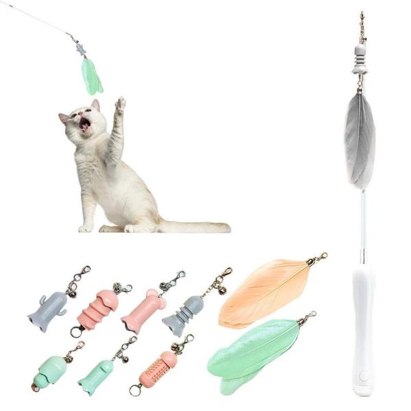 

cat toys funny stick toy feather bell pet interactive with laser play