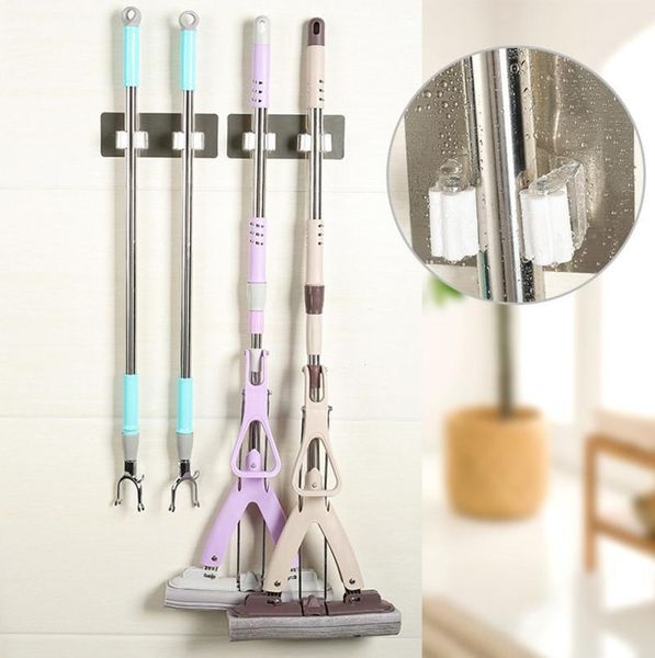 

hooks & rails multifunctional self-adhesive seamless stickers mop rack kitchen broom bathroom hook hanger holders 2021