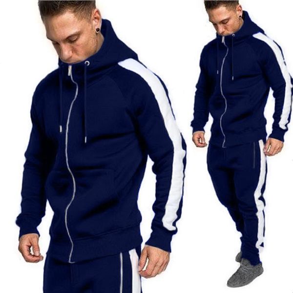 

jogging clothing men tracksuits outwear hoodies zipper sportwear sets male sweatshirts cardigan set pants plus size s-3xl, Black;red