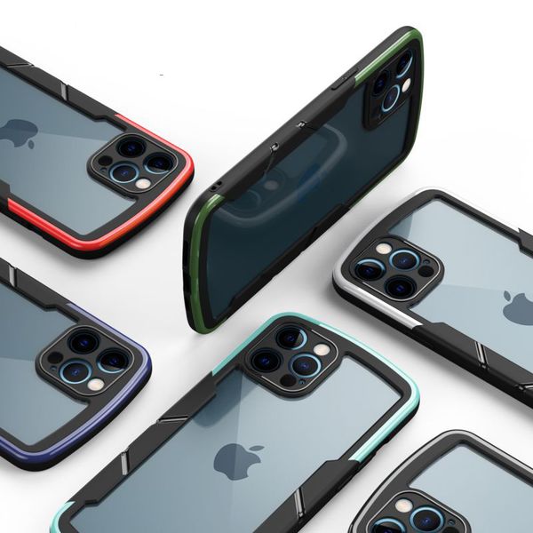 

rugged shield hybrid transparent clear acrylic shockproof cases for iphone 13 12 11 pro max xr xs x 8 plus samsung s21 fe ultra a21s a12 a22
