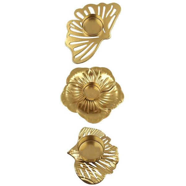 

candle holders 3pcs deskcandlestick iron art holder golden leaf style