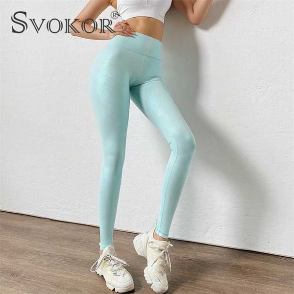 

svokor pearly bright surface leggings women seamless high waist hip lift leggings fitness trousers the style 211014, Black