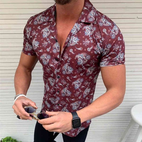 

men's casual shirts summer men shirt sale fashion printed short sleeve male blouses 9aa3, White;black
