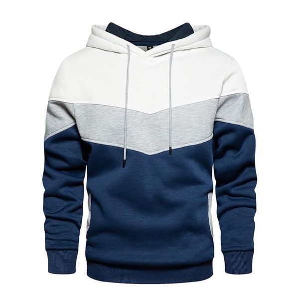 

men's hoodies & sweatshirts men patchwork pockets sweatshirt pullover hoodie autumn winter long sleeve hooded plush outwear male clothe, Black