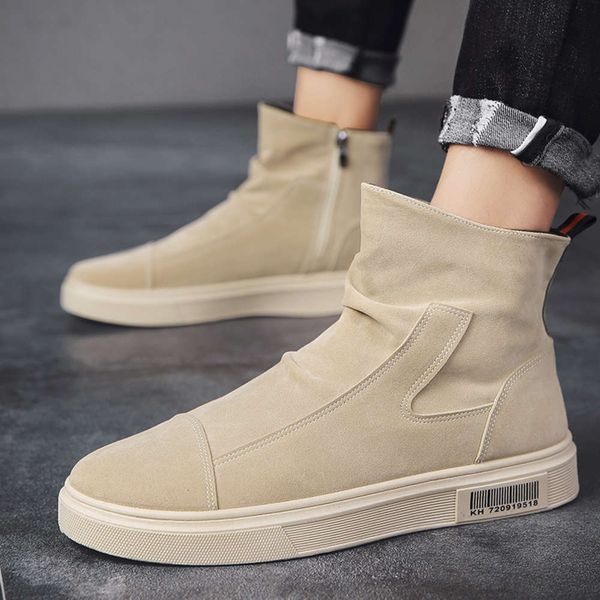 

new men's sleeve zipper casual shoes in autumn and winter, White;red