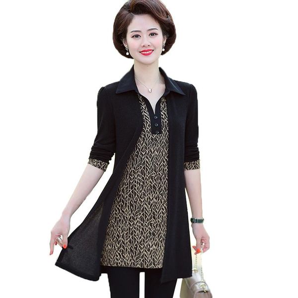 

women's jackets fashion coat 2021 spring autumn long sleeve lined jacket outerwear middle-aged and elderly women elegant, Black;brown