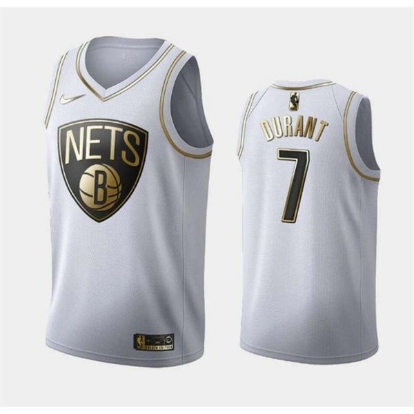 

740s kevin durant 7# brooklyn white golden edition stitched jersey, Black