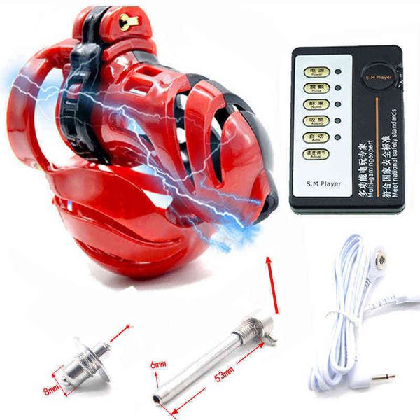 Nxy cockrings choque elétrico CHASTITY CHASTITY DISPOSITIVO GARAGE BDSM CBT Tortura Sexo Brinquedos Masculinos Treinamento Escravo Roleplay Penis Anel Manga Para Homens 1209