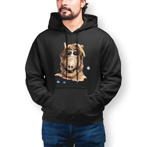 

men's hoodies & sweatshirts alf warm cotton hoodie casual outdoor long length pullover mens oversize, Black